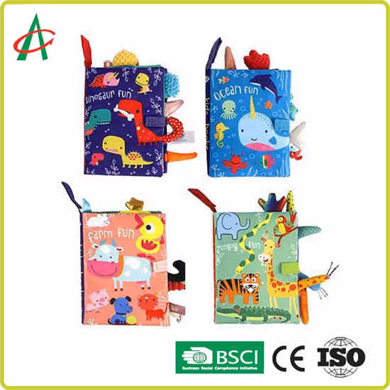 2022 New Develop Colorful Cartoon Printed Baby Plush Soft Book with Free Sample